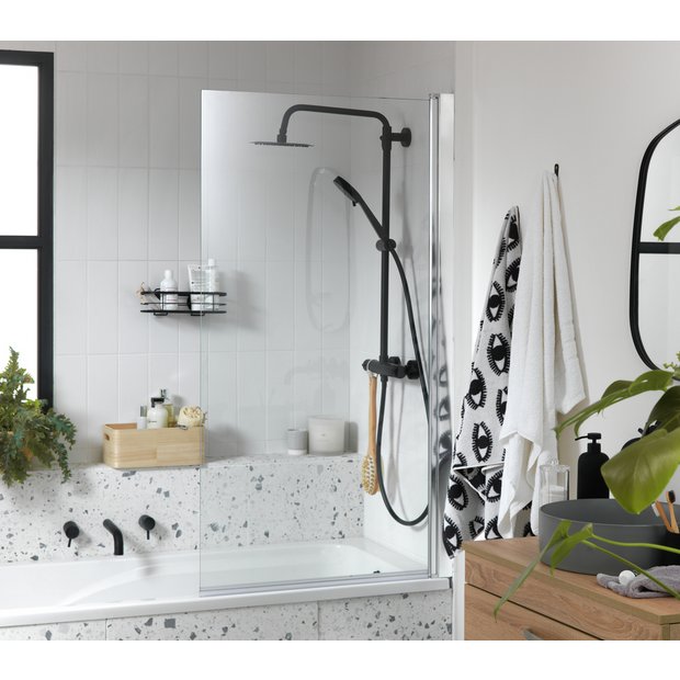 Argos Home half shower screen silver 1400x780mm (British brand)