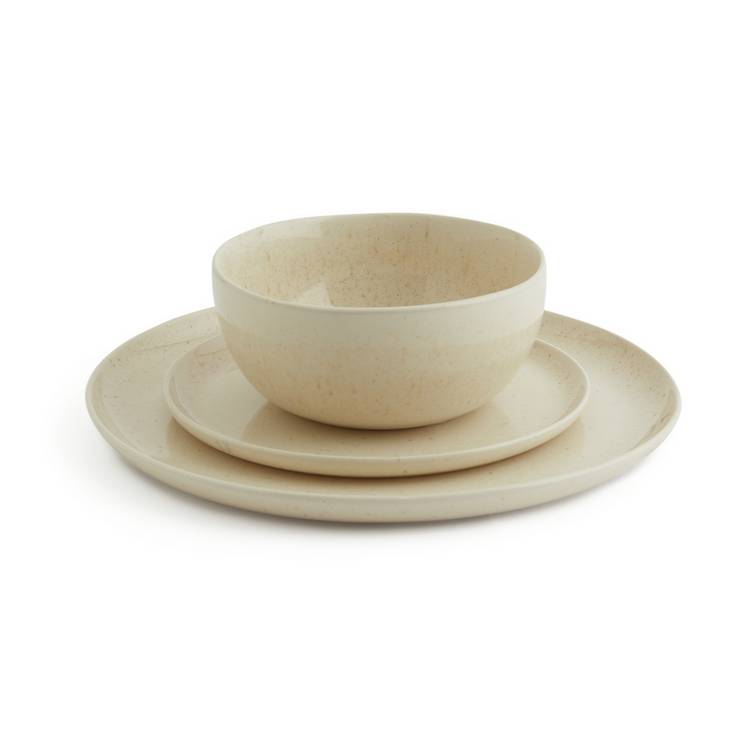 Habitat Evora stoneware dinner set 12 piece natural - British product