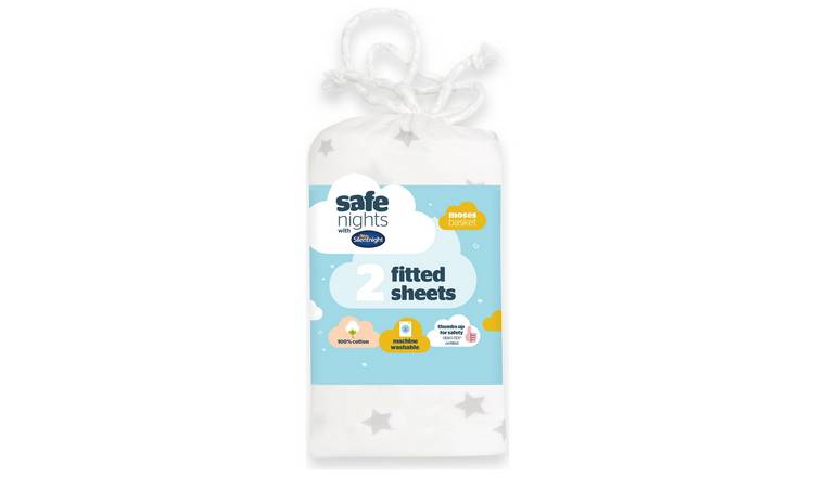 Silentnight Safe Nights Nursery Grey Fitted Sheets - Moses GOODS Argos