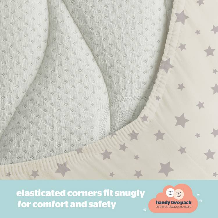 Silentnight grey fitted sheets for Moses basket, UK version