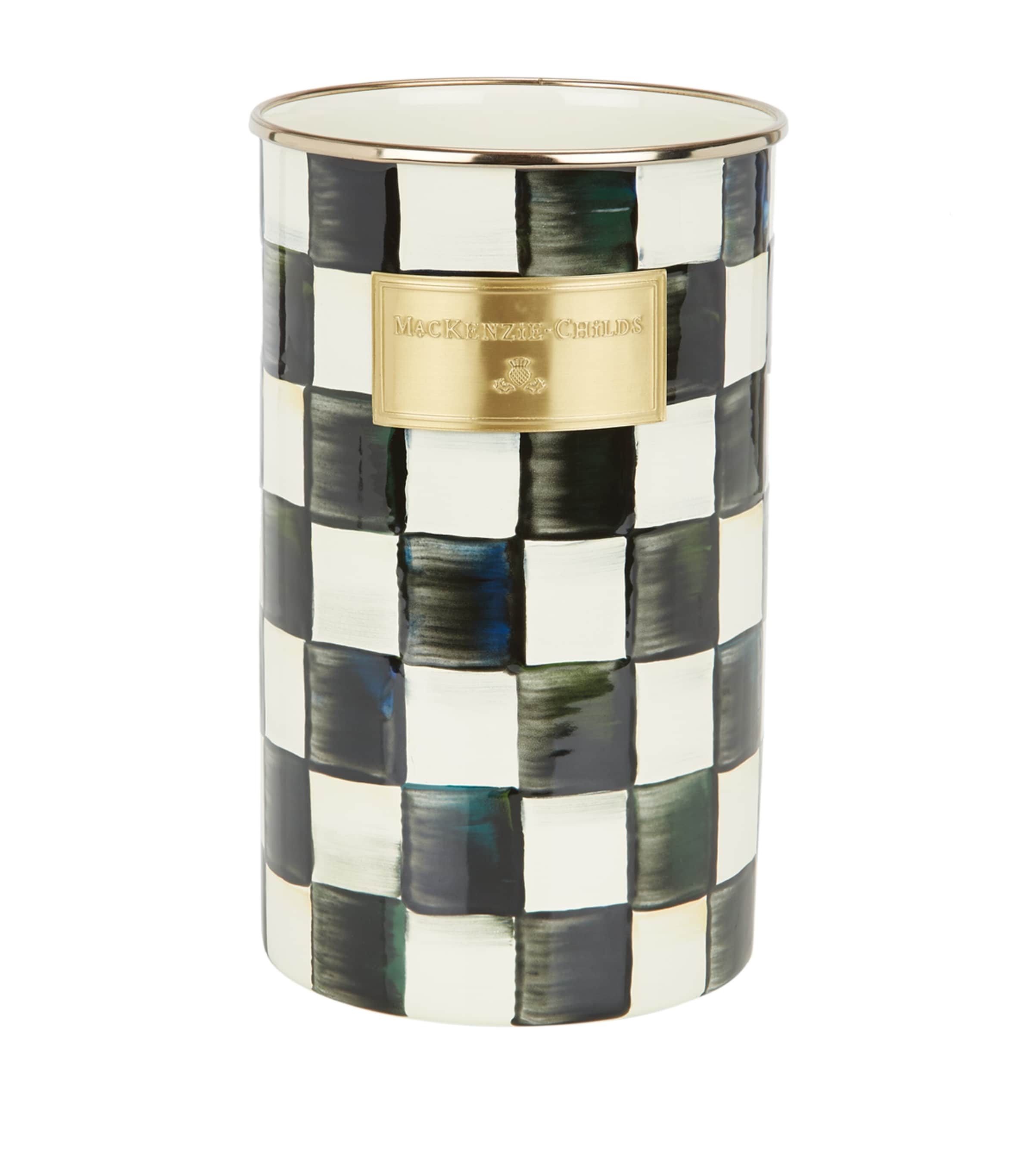 MacKenzie-Childs Courtly Check enamel utensil holder, imported from the UK