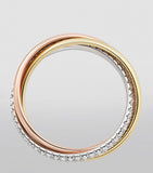 Cartier small Trinity ring three gold bands with pavé diamonds, imported from the UK