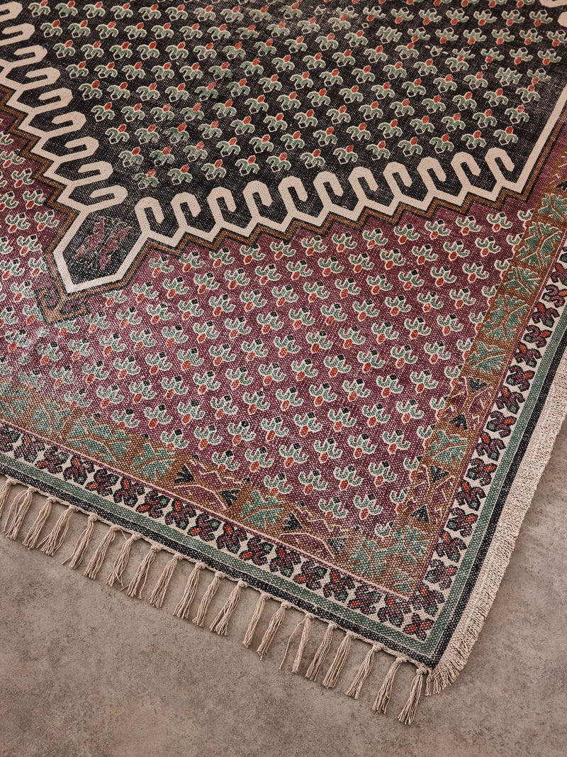 French Connection Pink Poppyfield Printed Flatweave Rug, UK version