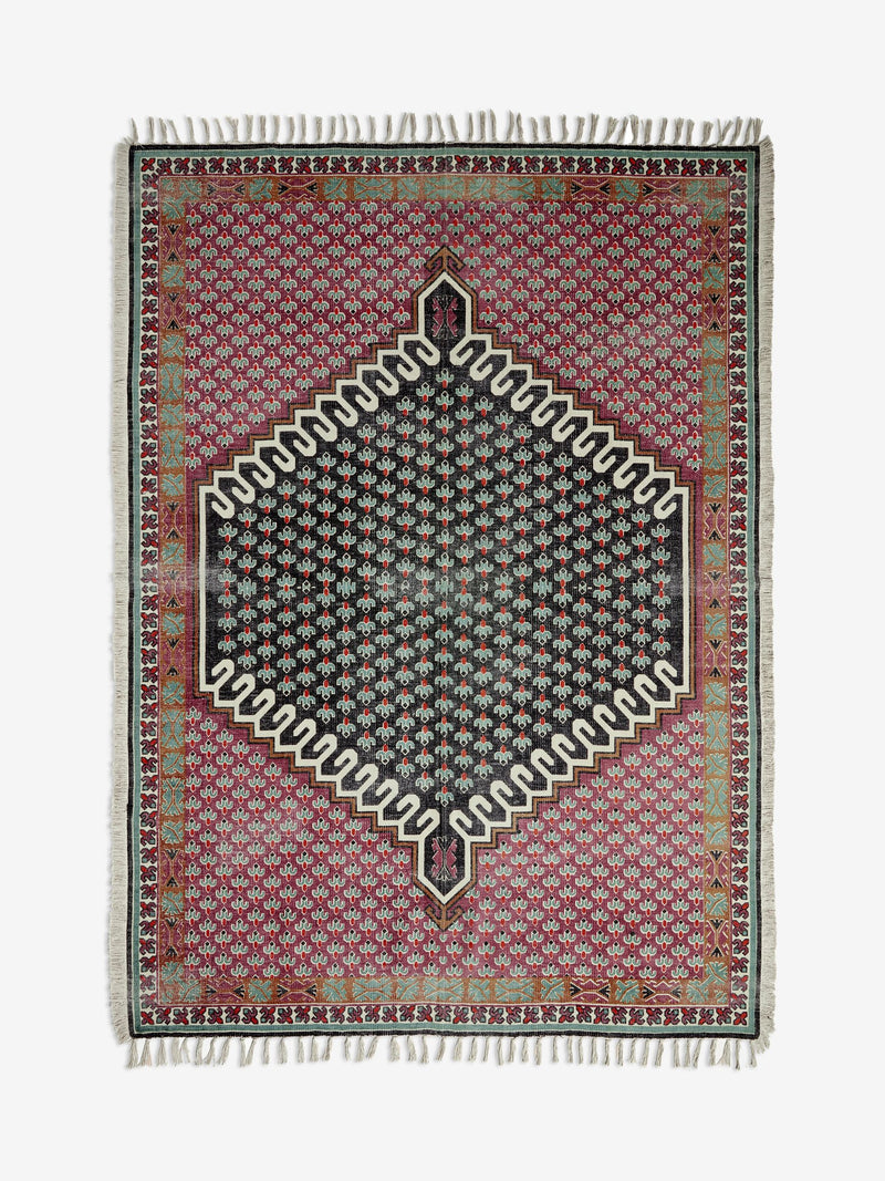 French Connection Pink Poppyfield Printed Flatweave Rug, UK version