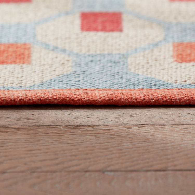 Habitat Octo geometric blue cotton flatweave rug 80x130cm - British product