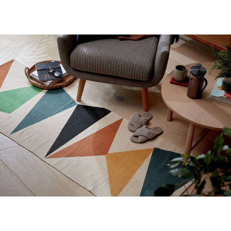 Habitat Tate geometric cotton flatweave rug 70x200cm, UK version