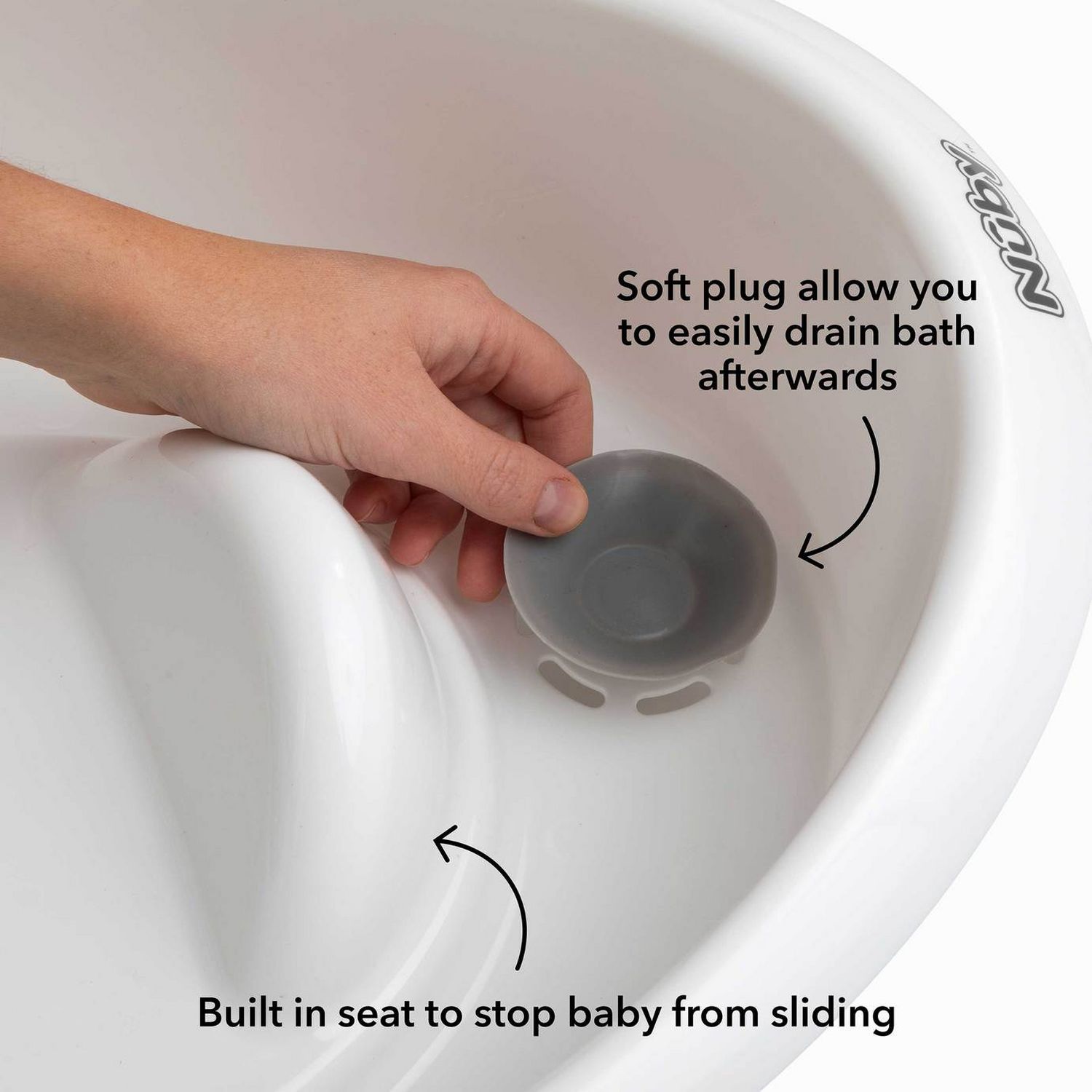 Nuby Baby Bath with built-in seat and foam headrest - British product