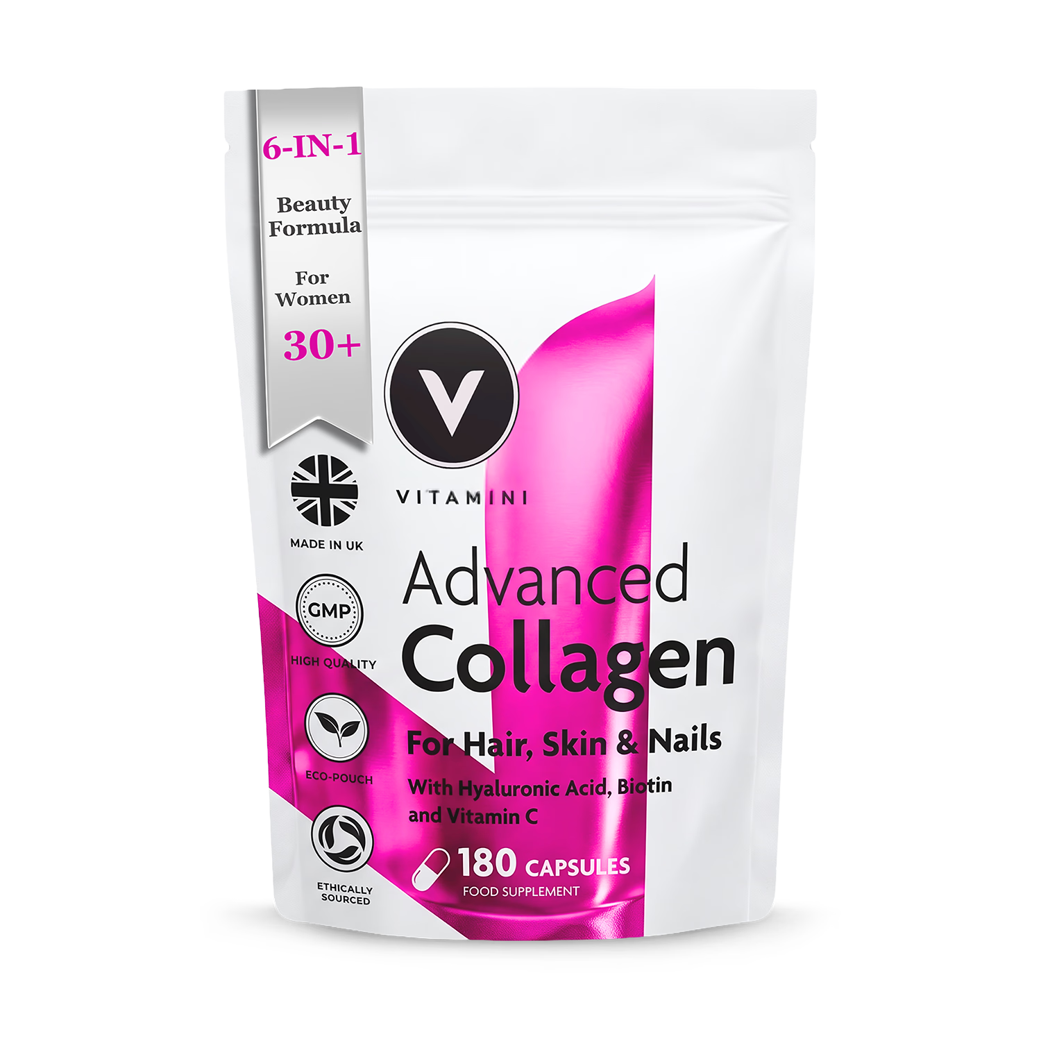 Vitamini marine collagen 180 capsules, imported from the UK