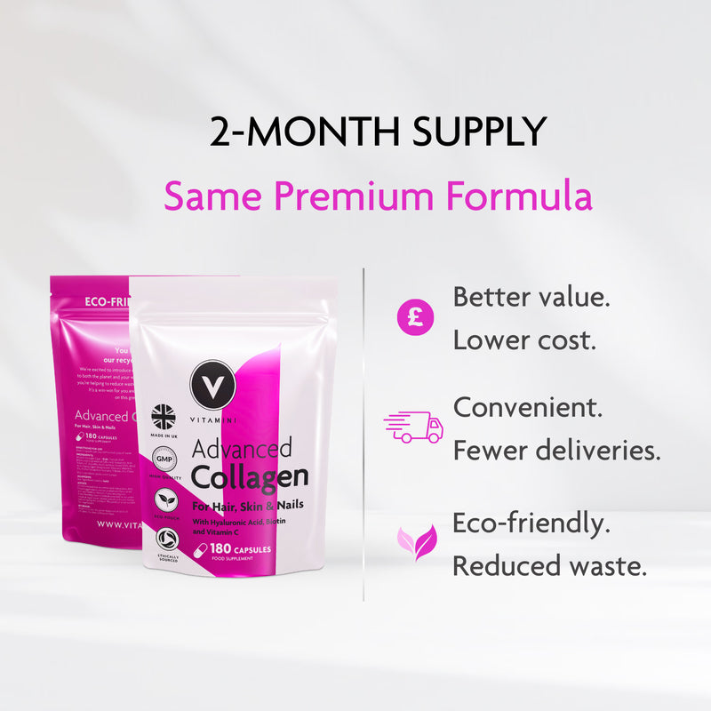 Vitamini marine collagen 180 capsules, imported from the UK