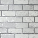 Arthouse metallic brick silver wallpaper British brand