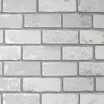 Argos Arthouse Metallic Brick Silver Wallpaper 53cm x 10.05m- Buy online at McGrocer