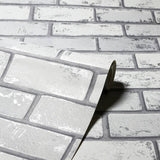 Arthouse metallic brick silver wallpaper British brand