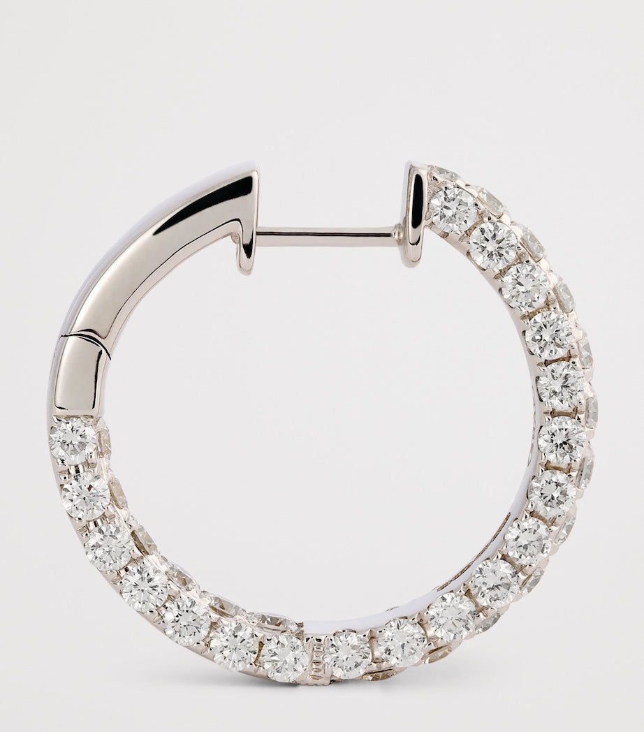 SHAY white gold diamond three-sided hoop earrings, UK version