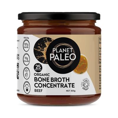 Holland & Barrett Planet Paleo Organic Beef Bone Broth Concentrate 250g- Buy online at McGrocer