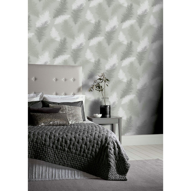 Arthouse feather grey wallpaper 53cm x 10.05m (British brand)