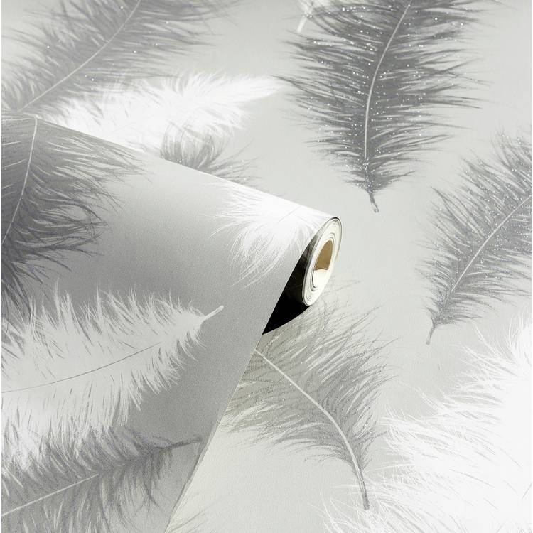 Arthouse feather grey wallpaper 53cm x 10.05m (British brand)