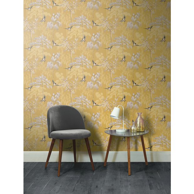 Arthouse Japanese Garden wallpaper ochre yellow (British brand)