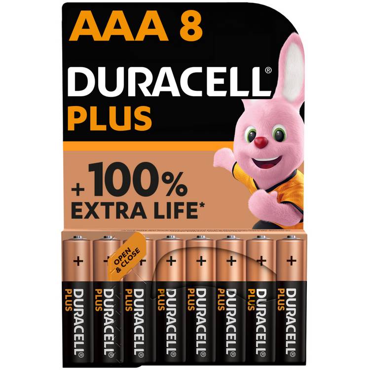 Duracell Plus Alkaline AAA Batteries - Pack of 8