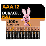 Duracell Plus alkaline AAA batteries pack of 12, UK version
