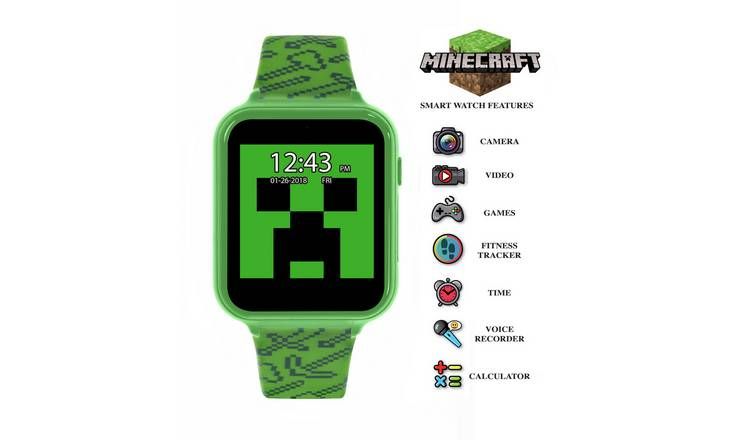 Minecraft Kids Green Silicone Strap Interactive Watch GOODS Argos