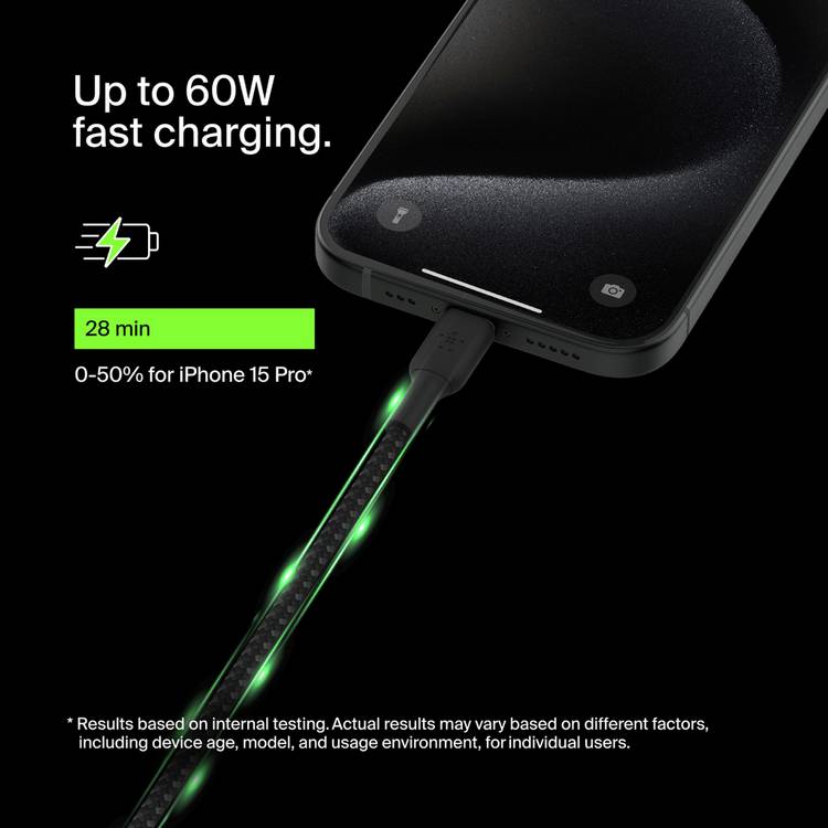 Belkin braided USB-C cable 60W 1m, imported from the UK