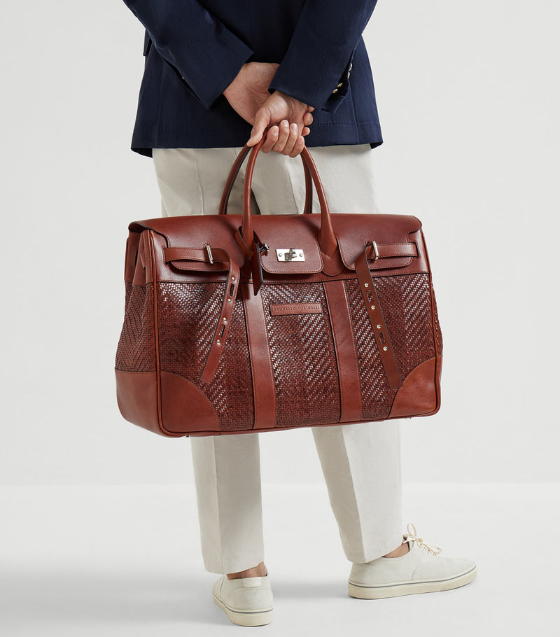Brunello Cucinelli leather woven holdall - British product