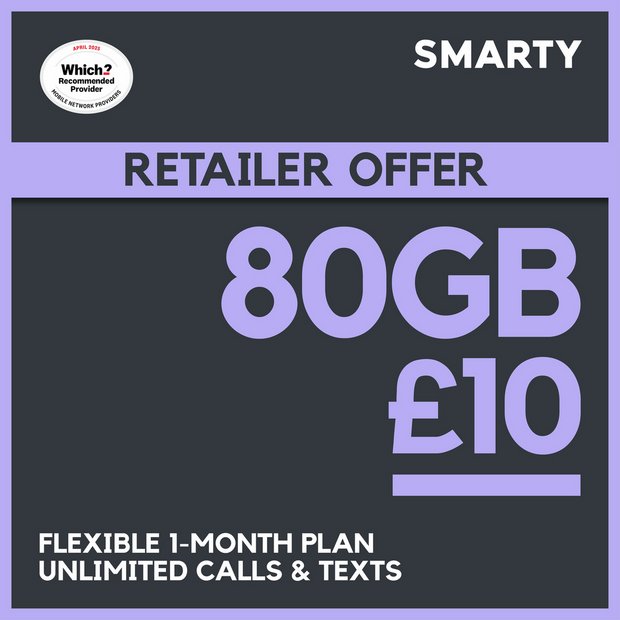 SMARTY SIM card 80GB, UK version