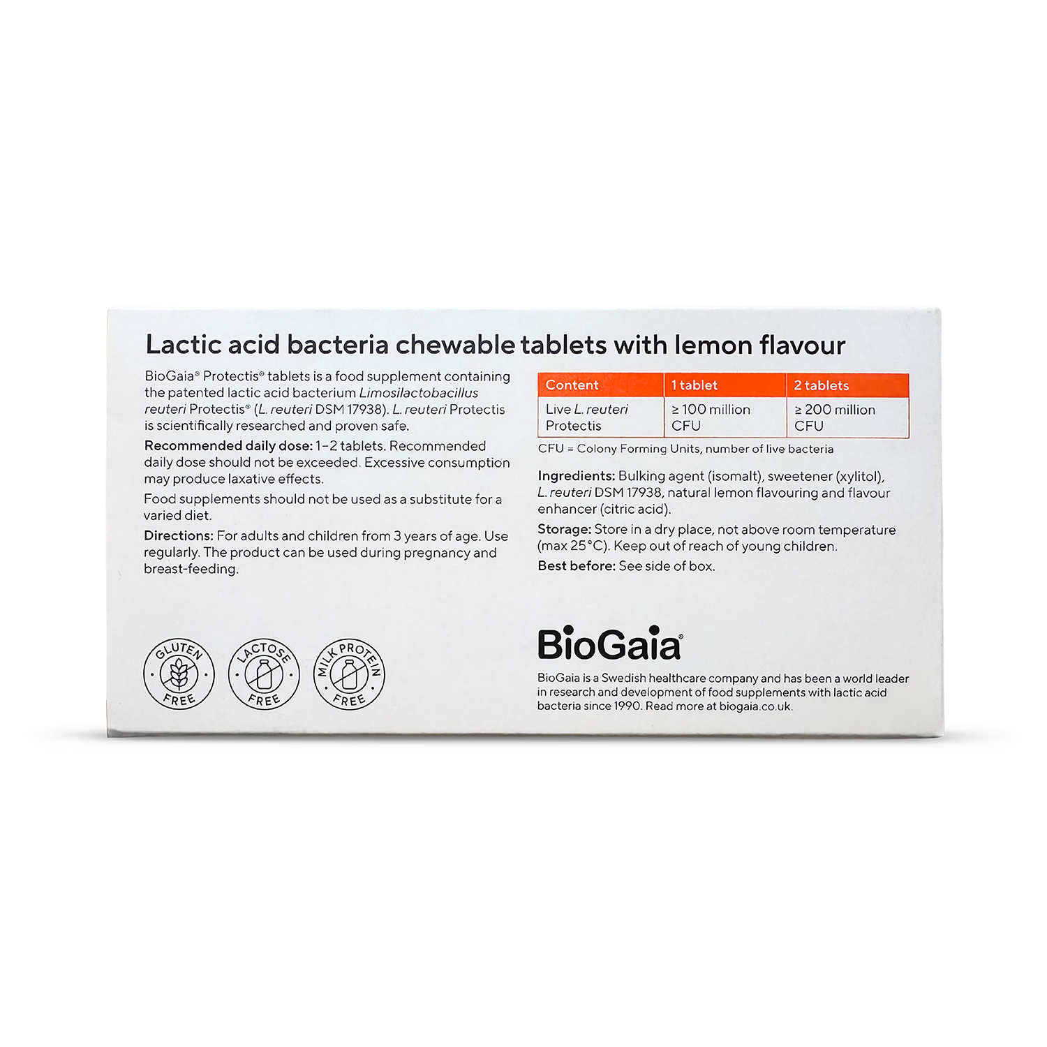 BioGaia Protectis lemon probiotic tablets 10 tablets, UK version