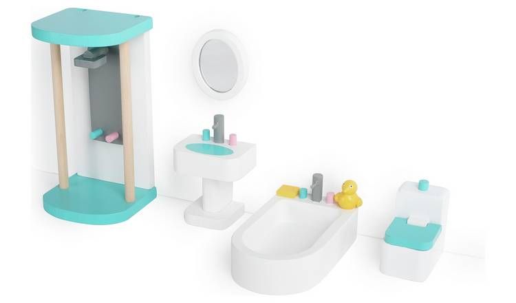 Doll House Wooden Bathroom Set