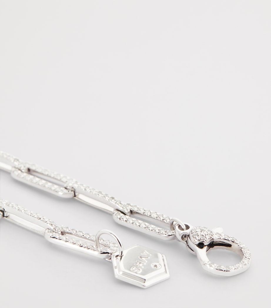 SHAY white gold diamond flat cable link necklace 40-45cm, UK version