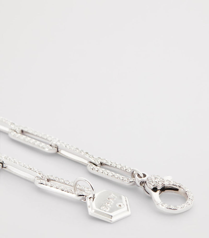 SHAY white gold diamond flat cable link necklace 40-45cm, UK version