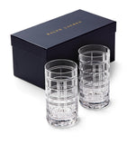 Ralph Lauren highball glasses with Hudson Plaid design, imported from the UK