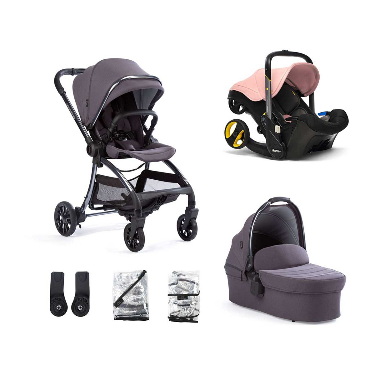 Junior Jones Aylo Dark Slate 6 Piece Travel System inc Doona Blush Pink Car Seat GOODS Boots   