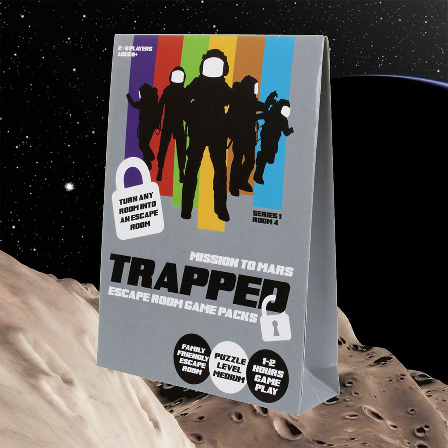 Trapped escape room game Mission to Mars, imported from the UK