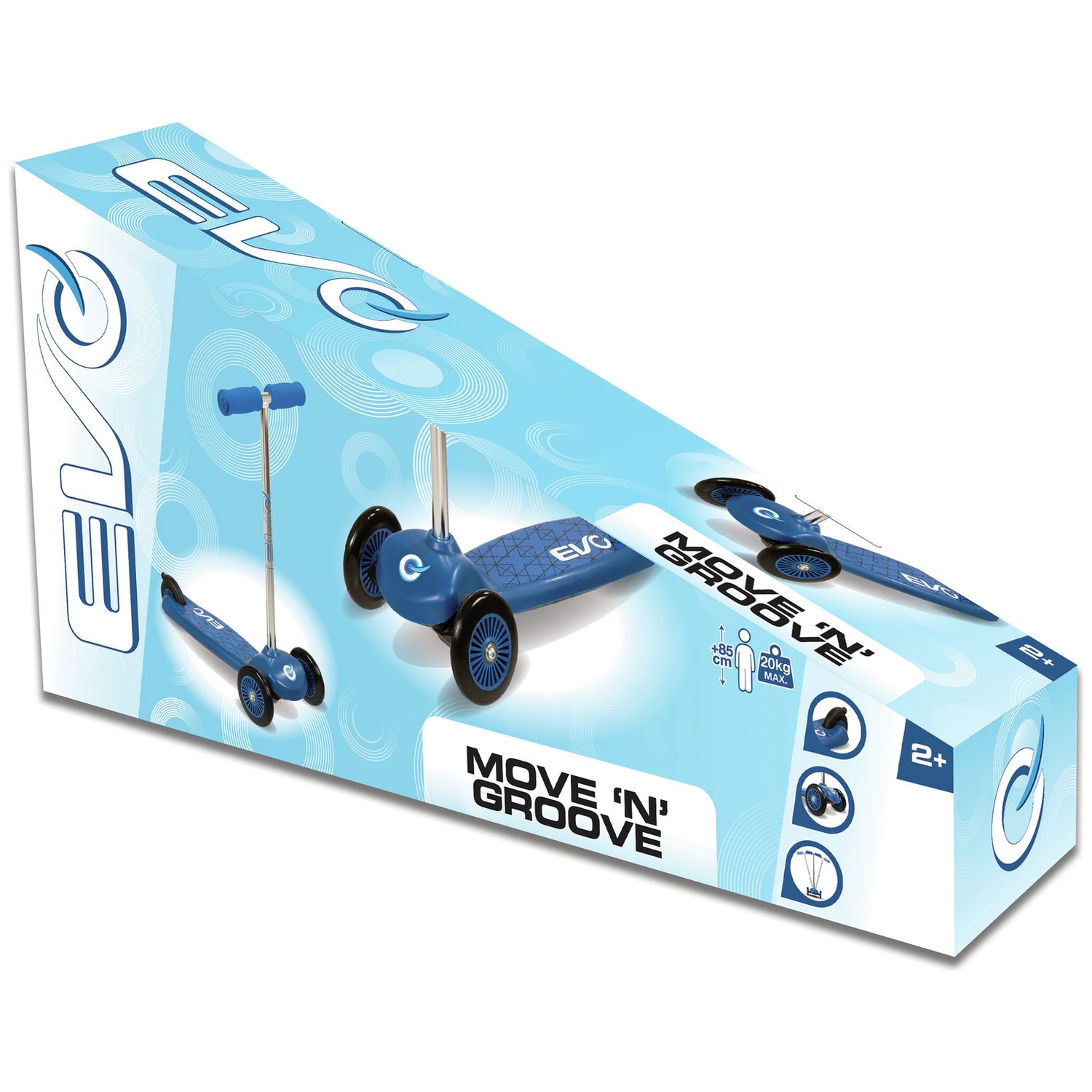 EVO Move and Groove 3 wheel scooter blue, imported from the UK