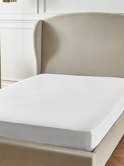Drap-housse Liddell White 400 fils Coton Égyptien 100% Rayé