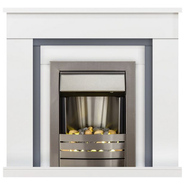 Adam Milan electric fire suite white grey - British product