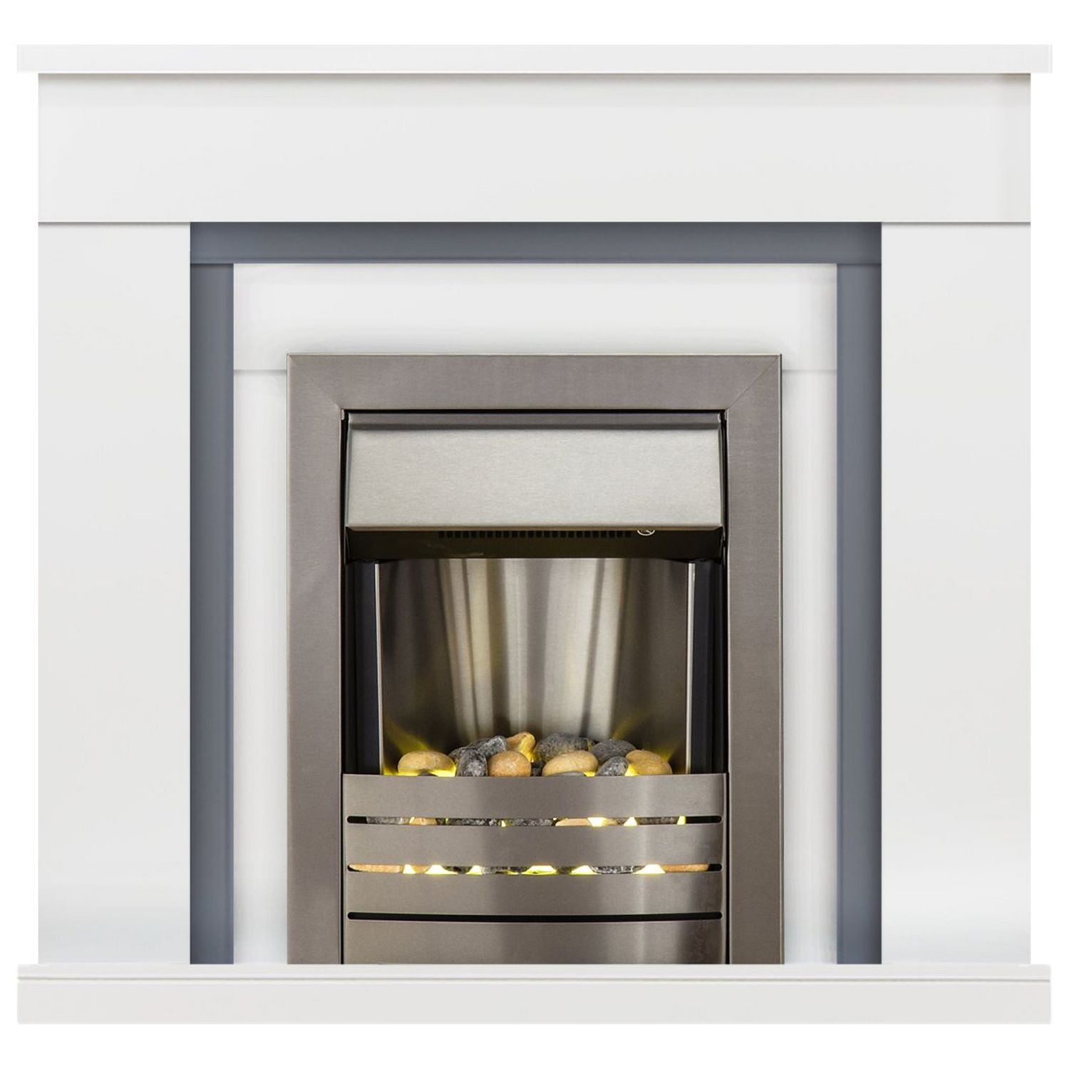 Adam Milan electric fire suite white grey - British product