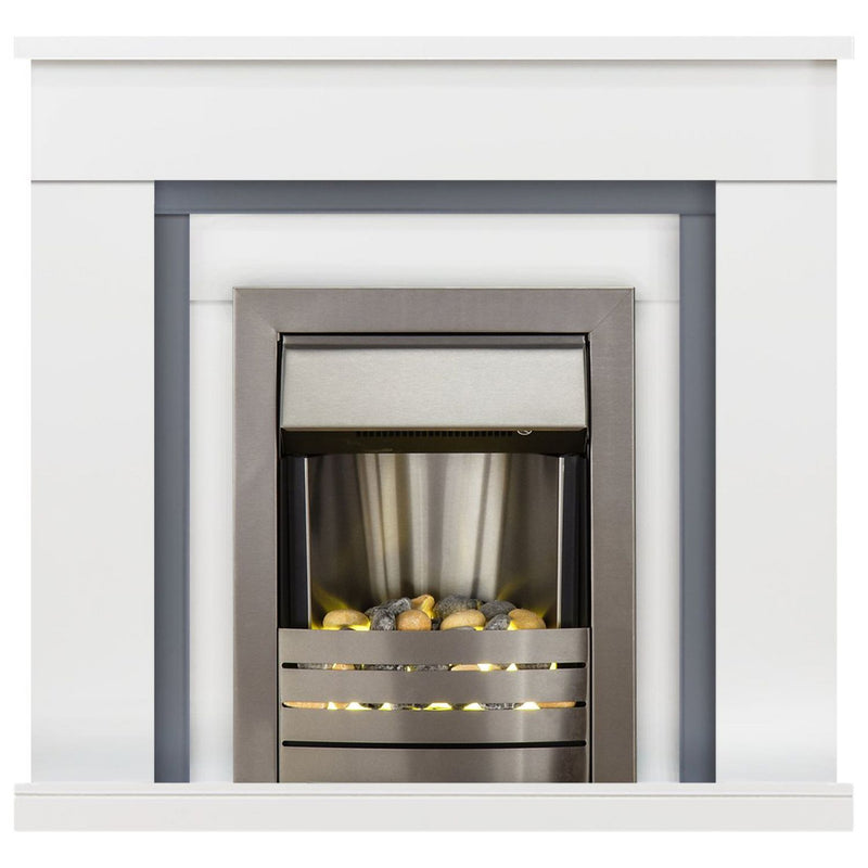 Adam Milan electric fire suite white grey - British product