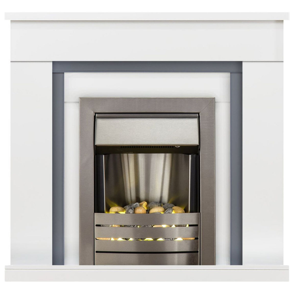 Adam Milan electric fire suite white grey - British product