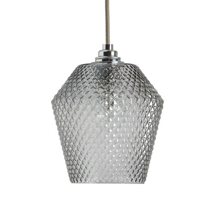 Argos Home Nubia grey glass easy fit lampshade 17cm (British brand)