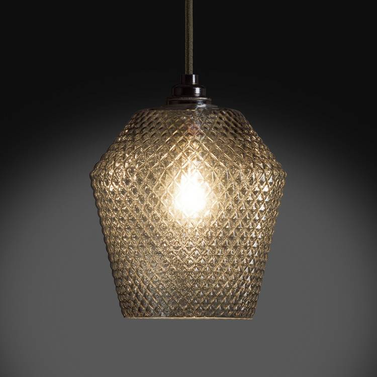 Argos Home Nubia grey glass easy fit lampshade 17cm (British brand)