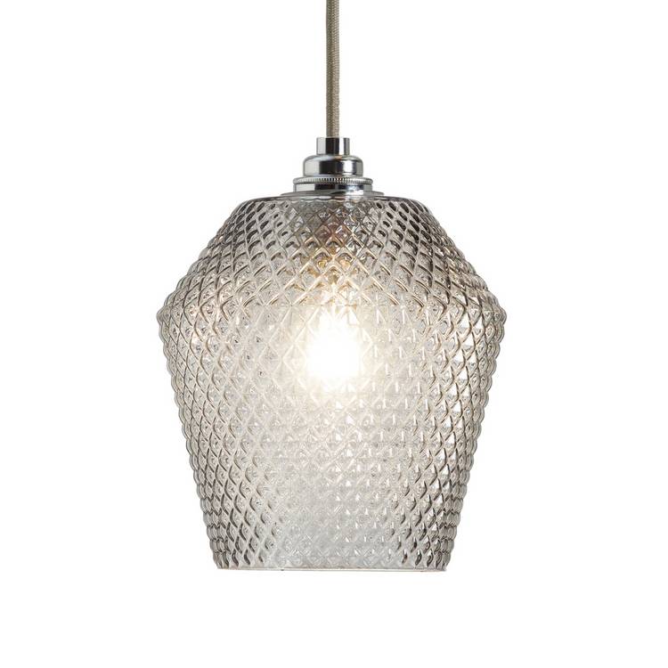 Argos Home Nubia grey glass easy fit lampshade 17cm (British brand)