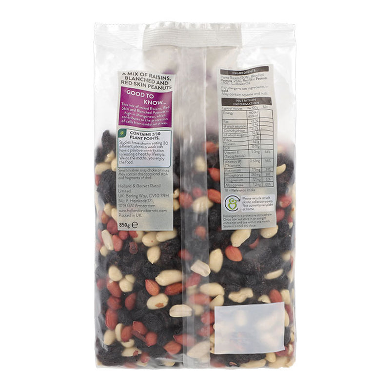 Holland & Barrett mixed peanuts raisins 850g, UK version