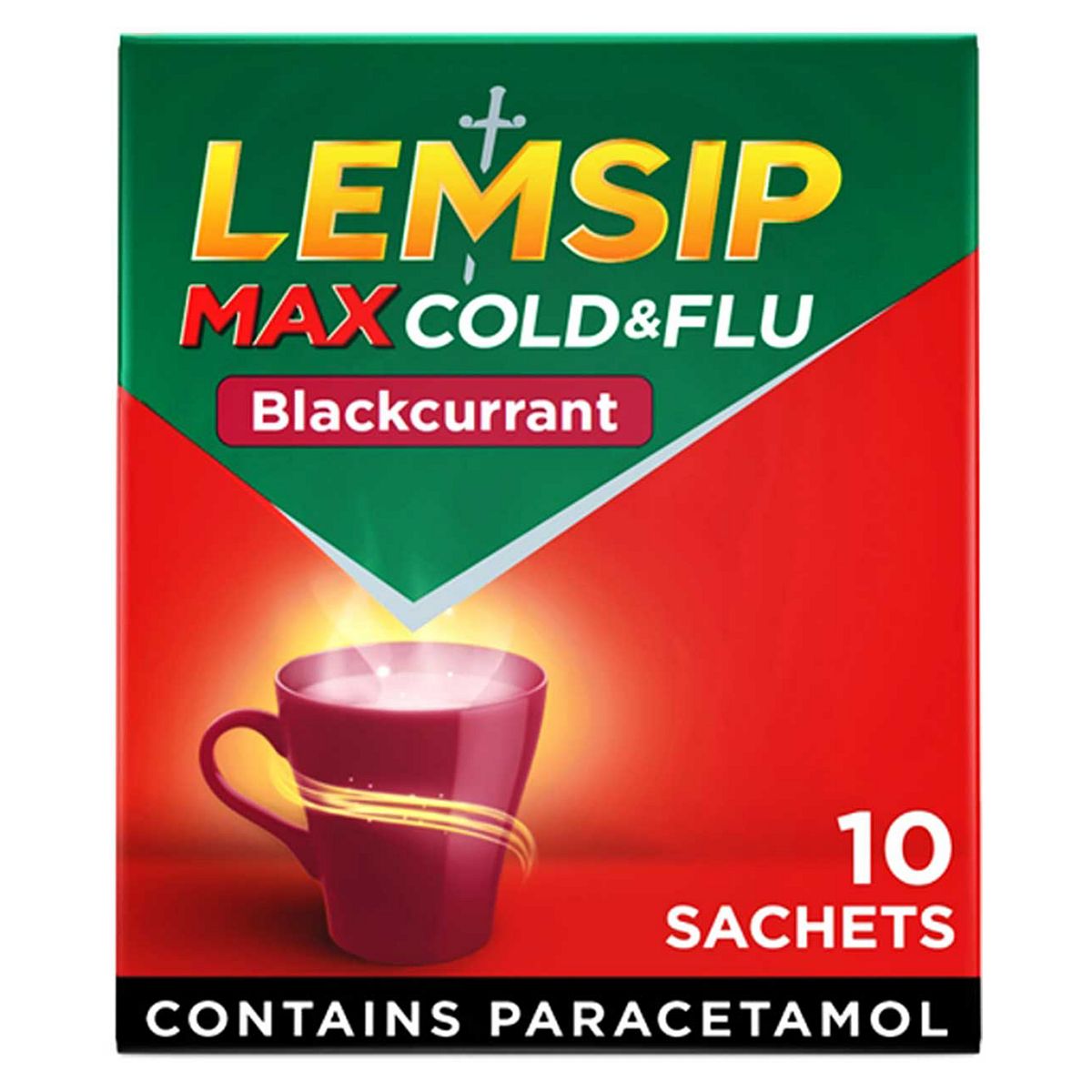 Lemsip Max Cold & Flu Blackcurrant Sachets - Paracetamol 10 Sachets GOODS Boots   