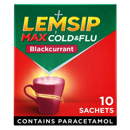 Lemsip Max Cold and Flu relief - Blackcurrant flavour - 10 sachets GOODS Boots   