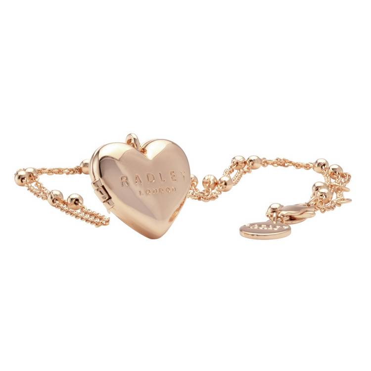 Radley ladies heart locket rose gold plated necklace, UK version