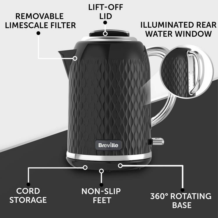 Breville Curve Kettle black and chrome 1.7L, UK version