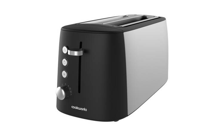 Cookworks Long Slot 4 Slice Toaster - Black and Silver GOODS Argos