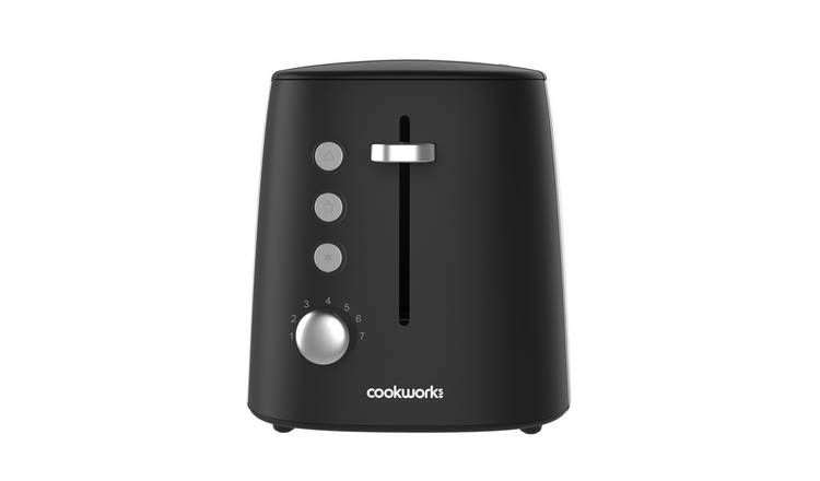 Cookworks Long Slot 4 Slice Toaster - Black and Silver